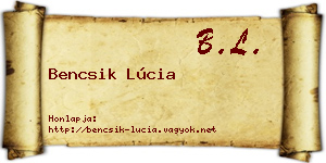 Bencsik Lúcia névjegykártya